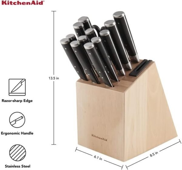 Triple Rivet Knife Block Set with Built-in Knife Sharpener, 14 piece - Image 2